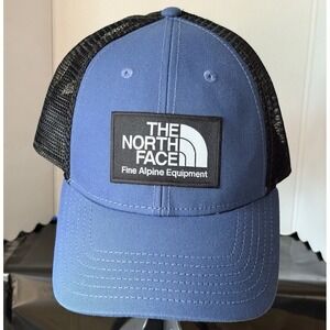 The North Face Mudder Trucker Hat OSFA Blue Black Mesh Cap Adult Alpine Mountain